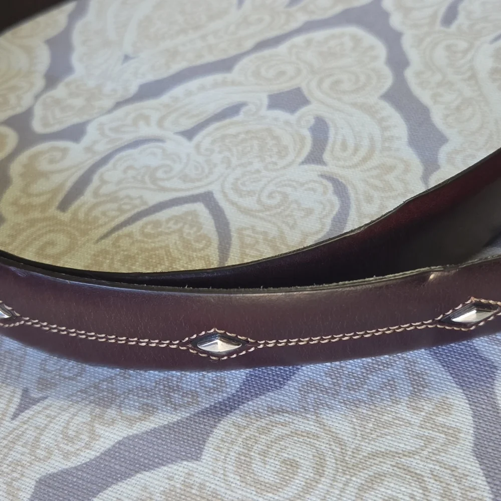 VINTAGE Brighton Dark Brown 100% Leather Rivet Belt Size 42